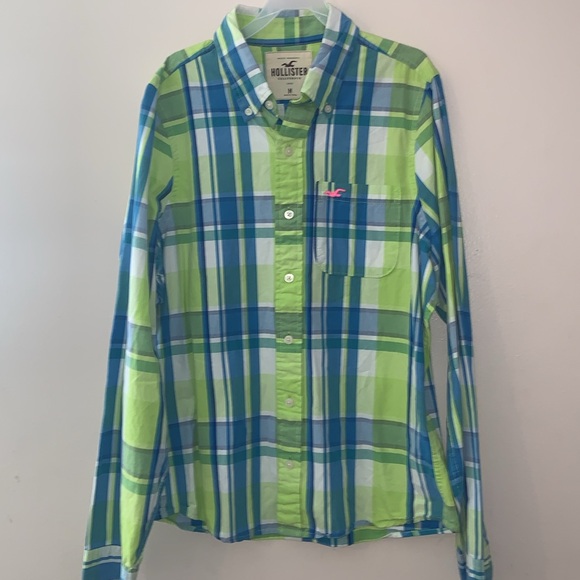 Hollister Long Sleeve Bright Plaid Button Down Dress Shirt - Picture 3 of 9